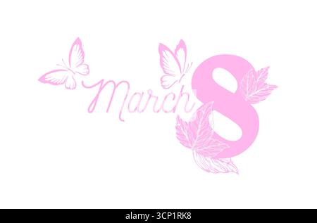 Festa delle donne 8 marzo elemento. Modello vettoriale celebrativo internazionale donna Illustrazione Vettoriale