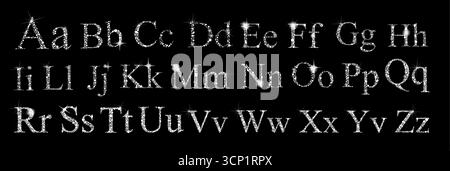 Alfabeto dei punti neve disegnato a mano. Non ai, illustrazione vettoriale Illustrazione Vettoriale