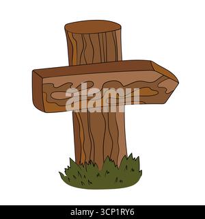 Segnali stradali tracciati a mano. Cartelli in legno con frecce. Segno colorato con frecce rivolte verso l'alto. Bel design. Illustrazione vettoriale cartoni animati Illustrazione Vettoriale