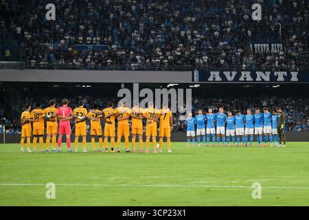 22 settembre 2025, Stadio Diego Armando Maradona, Napoli, Italia; partita di serie A Enilive; Napoli contro Pisa; la formazione di partenza del Napoli, il Foto Stock
