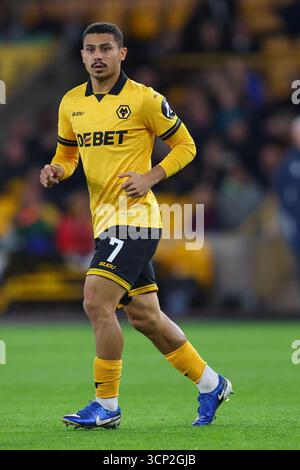 Wolverhampton, Regno Unito. 23 settembre 2025. Andre dei Wolverhampton Wanderers durante la partita Wolverhampton Wanderers vs Everton Carabao Cup a Molineux, Wolverhampton. Il credito per immagini dovrebbe essere: James Baylis/Sportimage Credit: Sportimage Ltd/Alamy Live News Foto Stock
