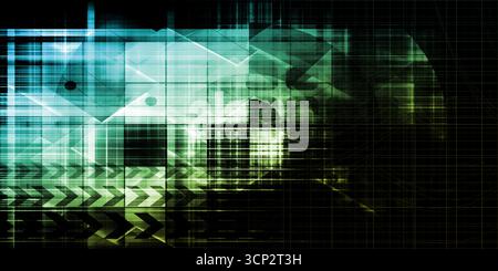 Effetto di visualizzazione del movimento del flusso di dati cibernetici astratti Foto Stock