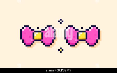 Colorate e semplici archi magenta di pixel art. Illustrazione Vettoriale