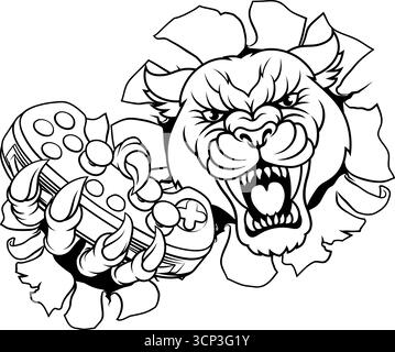 Mascotte Panther Leopard Cougar Wildcat Gamer Team Illustrazione Vettoriale