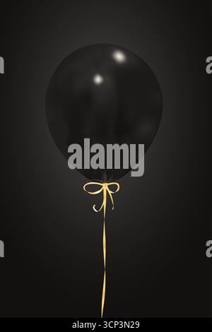 Palloncino nero su sfondo nero. Applicabile per i banner di vendita del Black Friday sui social media. Illustrazione Vettoriale