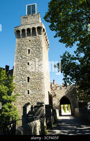 Torre del Castello di Rothschild con estensione in vetro a Waidhofen an der Ybbs, Austria Foto Stock