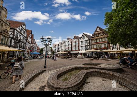 Piazza medievale del mercato di Rinteln Foto Stock