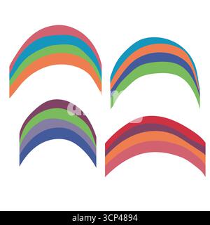 Icone arcobaleni pastello alla moda illustrazioni vettoriali. Simbolo isolato dettagliato. Simpatica illustrazione vettoriale.. Design per invito, poster, scheda. Vacanze Illustrazione Vettoriale