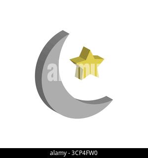 Simbolo della luna mezzaluna. Elemento cielo notturno. Illustrazione della stella celeste. Icona dell'universo vettoriale. EPS 10. Illustrazione Vettoriale