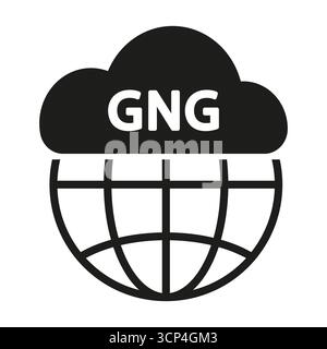 Icona rete cloud. Simbolo di testo GNG. Vettore di connettività globale. Emblema di accesso ai dati. Illustrazione Vettoriale