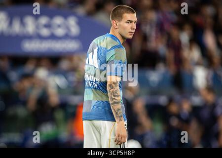 Valencia, Espagne. 23 settembre 2025. Franco MASTANTUONO del Real Madrid durante la partita di calcio della Liga spagnola tra Levante UD e Real Madrid CF il 23 settembre 2025 all'Estadio Ciudad de Valencia di Valencia, Spagna - Photo Omar Arnau/Matthieu Mirville/DPPI Credit: DPPI Media/Alamy Live News Foto Stock