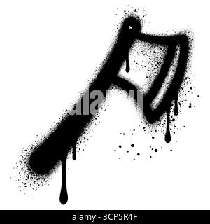 Logo spray Graffiti Ax Icon spruzzato isolato su sfondo bianco. Illustrazione Vettoriale