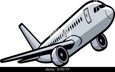 Aereo che decolla un'illustrazione in stile cartoni animati Illustrazione Vettoriale