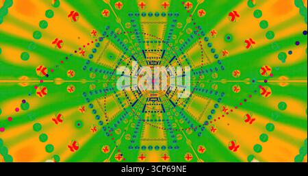 La grafica astratta brillante mostra un'accattivante miscela di colori e forme. I pattern vorticosi creano un'esperienza visiva dinamica, incoraggiando l'esplorazione Foto Stock