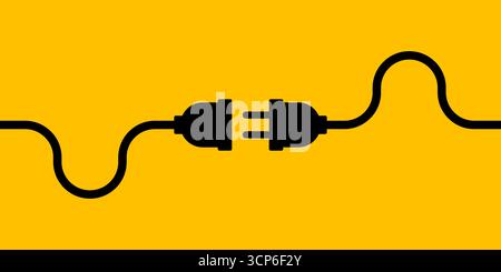 Tappo. Spina e presa elettrica. Illustrazione vettoriale. Concetto di connessione e disconnessione. Illustrazione Vettoriale