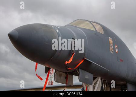 Sezione naso del bombardiere convenzionale supersonico a lungo raggio Rockwell B-1 Lancer, multi-missione, utilizzato dalla United States Air Force. Foto Stock