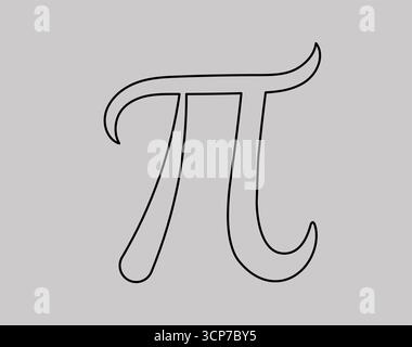 Icona del simbolo Pi stilizzato. Lettera greca nera che rappresenta la costante matematica 3,14. Illustrazione Vettoriale