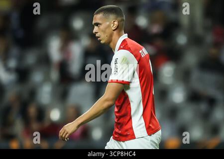Braga, Portogallo. 24 settembre 2025. Amine EL OUAZZANI di Braga durante la UEFA Europa League, fase League, partita di calcio MD1 tra SC Braga e Feyenoord Rotterdam il 24 settembre 2025 all'Estadio Municipal de Braga di Braga, Portogallo - foto Filipe Oliveira/Matthieu Mirville/DPPI credito: DPPI Media/Alamy Live News Foto Stock