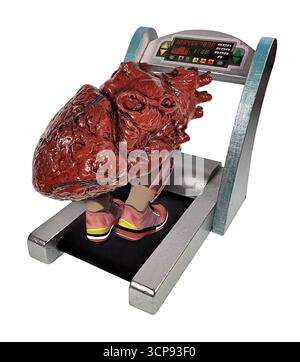 Quando il cuore della tua mente continua a correre mostrato da un cuore che corre su un tapis roulant Foto Stock