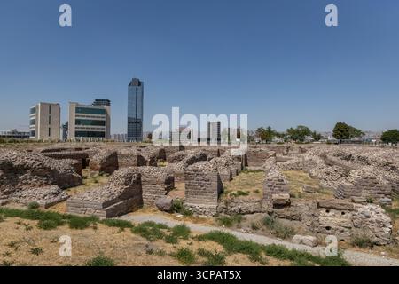 Antiche rovine delle terme romane ad Ankara, Turchia Foto Stock