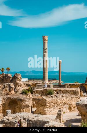 Lo splendido Antonino all'interno del complesso delle rovine di Cartagine in Tunisia Foto Stock