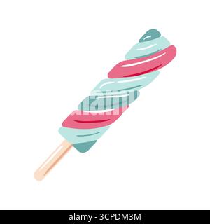 Una vivace illustrazione vettoriale di una gelateria a vortice su un bastoncino, piena di colori e fascino giocoso, perfetta per un'allegra marca e un'atmosfera stravagante Illustrazione Vettoriale