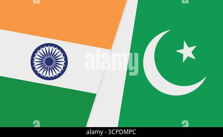 pakistan india entrambe le bandiere del paese illustrano il vettore del disegno di sfondo Illustrazione Vettoriale