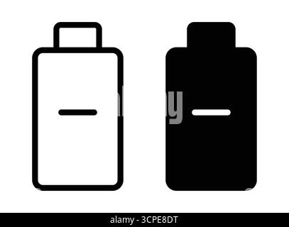 Un'icona minimalista della batteria in bianco e nero. Ideale per progetti tecnologici, app o temi di gestione dell'energia. Illustrazione Vettoriale