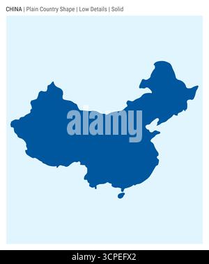 Mappa della Cina. Dettagli bassi. Stile solido. Forma della Cina. Illustrazione vettoriale. Illustrazione Vettoriale