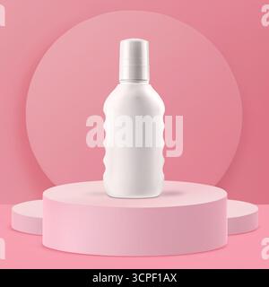 Bottiglia supplementare bianca con foglie verdi Foto Stock