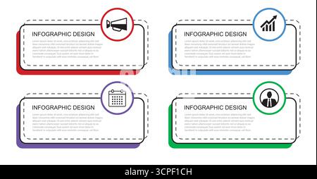 4 dati infografici con modello di simbolo aziendale. Illustrazione di sfondo astratto aziendale. Illustrazione Vettoriale