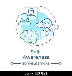 Icona Concept blu morbido di autoconsapevolezza Illustrazione Vettoriale