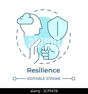 Icona Concept blu morbido resilienza Illustrazione Vettoriale