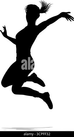 Donna felice che salta per Joy silhouette person Illustrazione Vettoriale