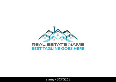 Logo immobiliare, logo immobiliare, logo edilizia, logo tetto, logo agente immobiliare, logo edificio, logo della casa, logo dell'edificio, logo aziendale, immobiliare Illustrazione Vettoriale