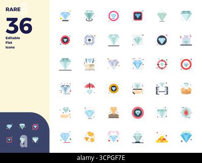 Confezione essenziale di icone vettoriali perfette da 36 PIXEL per il formato piatto, dimensioni 128x128 per prestazioni e scalabilità ottimali. Illustrazione Vettoriale