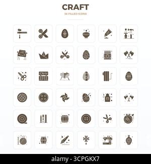 Raccolta ad alte prestazioni di 36 icone vettoriali SolidFill per Craft, progettata con risoluzione perfetta di 128x128 PIXEL per un design ottimale dell'interfaccia utente Illustrazione Vettoriale