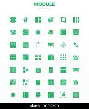 Raccolta ad alte prestazioni di 42 icone vettoriali SolidFill per modulo, progettata con risoluzione perfetta da 128 x 128 PIXEL per un'interfaccia utente ottimale Illustrazione Vettoriale