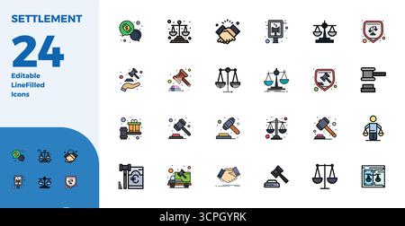 Un set dinamico di 24 icone vettoriali in Duotone, personalizzato per l'insediamento con 128x128 PIXEL, qualità perfetta per i prodotti digitali. Illustrazione Vettoriale