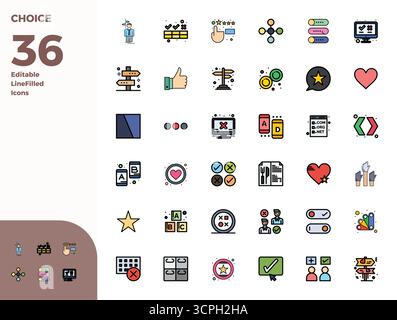 Pacchetto essenziale di icone vettoriali perfette da 36 PIXEL per la scelta in formato Duotone, con dimensioni 128x128 per prestazioni e scalabilità ottimali. Illustrazione Vettoriale