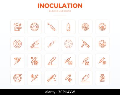 Toolkit completo di 24 icone vettoriali incentrate sull'inoculazione, sviluppato in strong Outline con 128x128 PIXEL precisione perfetta per des versatili Illustrazione Vettoriale