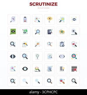 Raccolta ad alte prestazioni di 36 icone vettoriali minimali Flat per l'esame, progettata con risoluzione perfetta da 128x128 PIXEL per un'interfac ottimale dell'utente Illustrazione Vettoriale