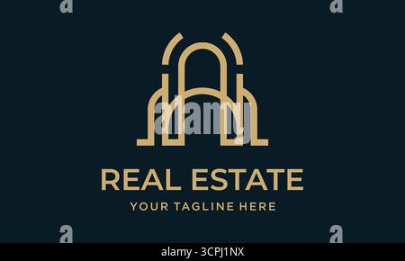 Una collezione di modelli minimalisti per la progettazione di logo immobiliari, ideale per agenzie immobiliari, imprese di costruzione e studi di architettura. Queste modalità Illustrazione Vettoriale