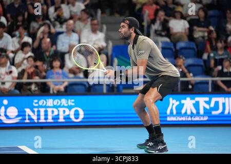 Tokyo, Giappone. 26 settembre 2025. Il norvegese Casper Ruud ha battuto l'italiano Matteo Berrettini in singolare maschile 2 ° round match in Giappone Open tennis Tournament ATP500 2025 allo stadio Ariake Tennis di Tokyo, Giappone il 26 settembre 2025 Credit: Independent Photo Agency/Alamy Live News Foto Stock