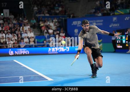 Tokyo, Giappone. 26 settembre 2025. Il norvegese Casper Ruud ha battuto l'italiano Matteo Berrettini in singolare maschile 2 ° round match in Giappone Open tennis Tournament ATP500 2025 allo stadio Ariake Tennis di Tokyo, Giappone il 26 settembre 2025 Credit: Independent Photo Agency/Alamy Live News Foto Stock