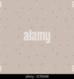 Un grazioso motivo vettoriale senza cuciture con puntini bianchi e rossi. Piccole macchie rotonde su sfondo beige. Un design semplice e dolce in tonalità beige pastello. I bambini vettoriali stampano con cerchi. Illustrazione Vettoriale