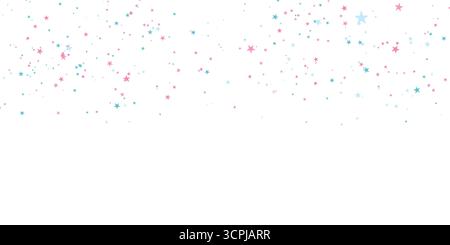 Coriandoli con stelle a colori. Banner effetto splash. Sfondo astratto vettoriale con gocce di pioggia sfocate per carta da parati, carta da imballaggio e sfondo Illustrazione Vettoriale