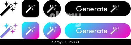 Set di pulsanti Web colorati per la generazione di intelligenza artificiale. Illustrazione vettoriale della raccolta delle icone ai Illustrazione Vettoriale