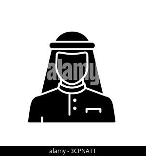 Icona uomo musulmano silhouette isolata su sfondo bianco vettoriale Illustrazione Vettoriale