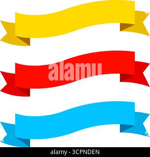 Set di striscioni decorativi a nastro bianco colorato. Illustrazione vettoriale Illustrazione Vettoriale